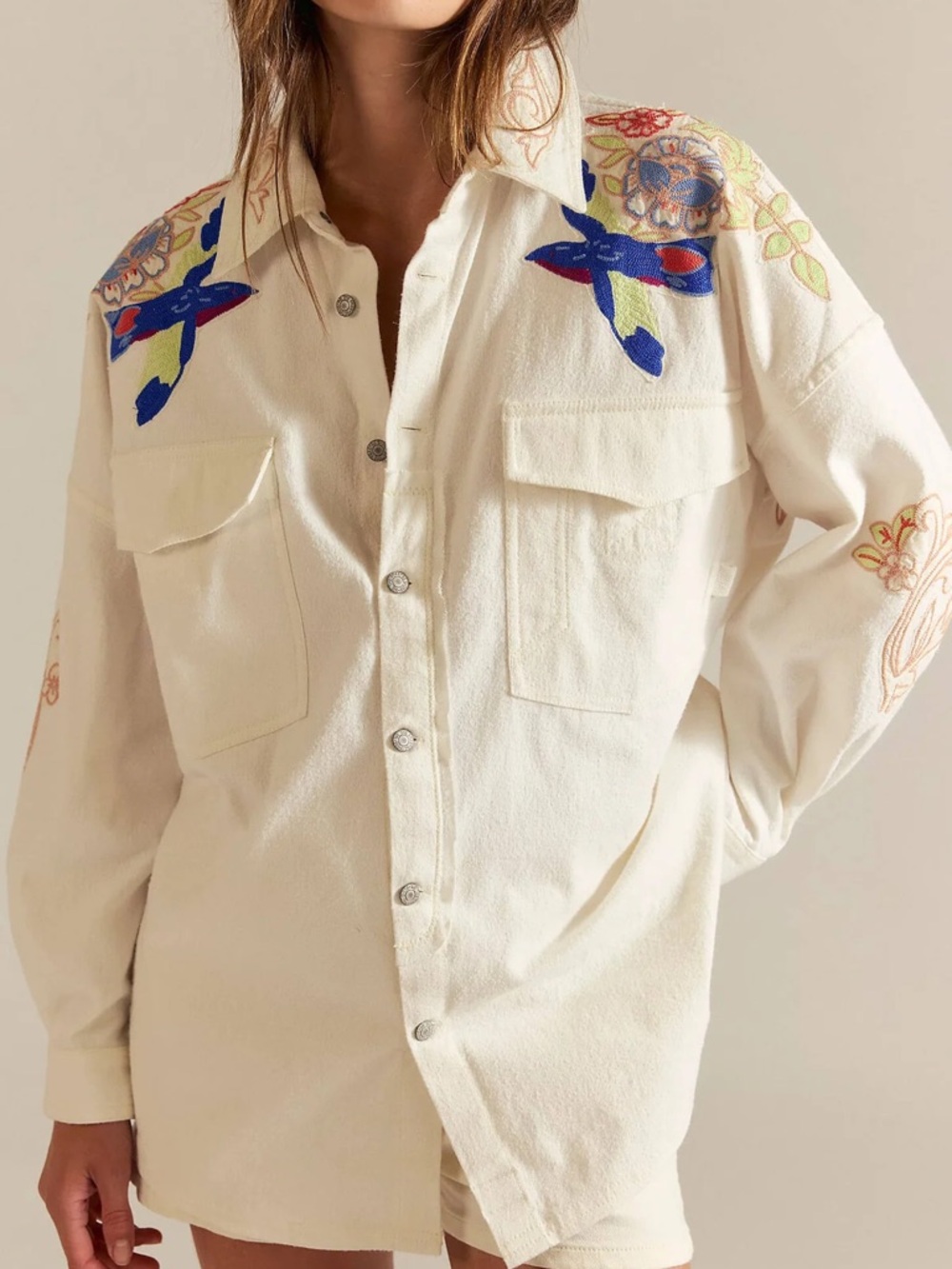 Free People We the Free Take Flight Embroidered Shirt- Sold Out - Picture 5 of 9